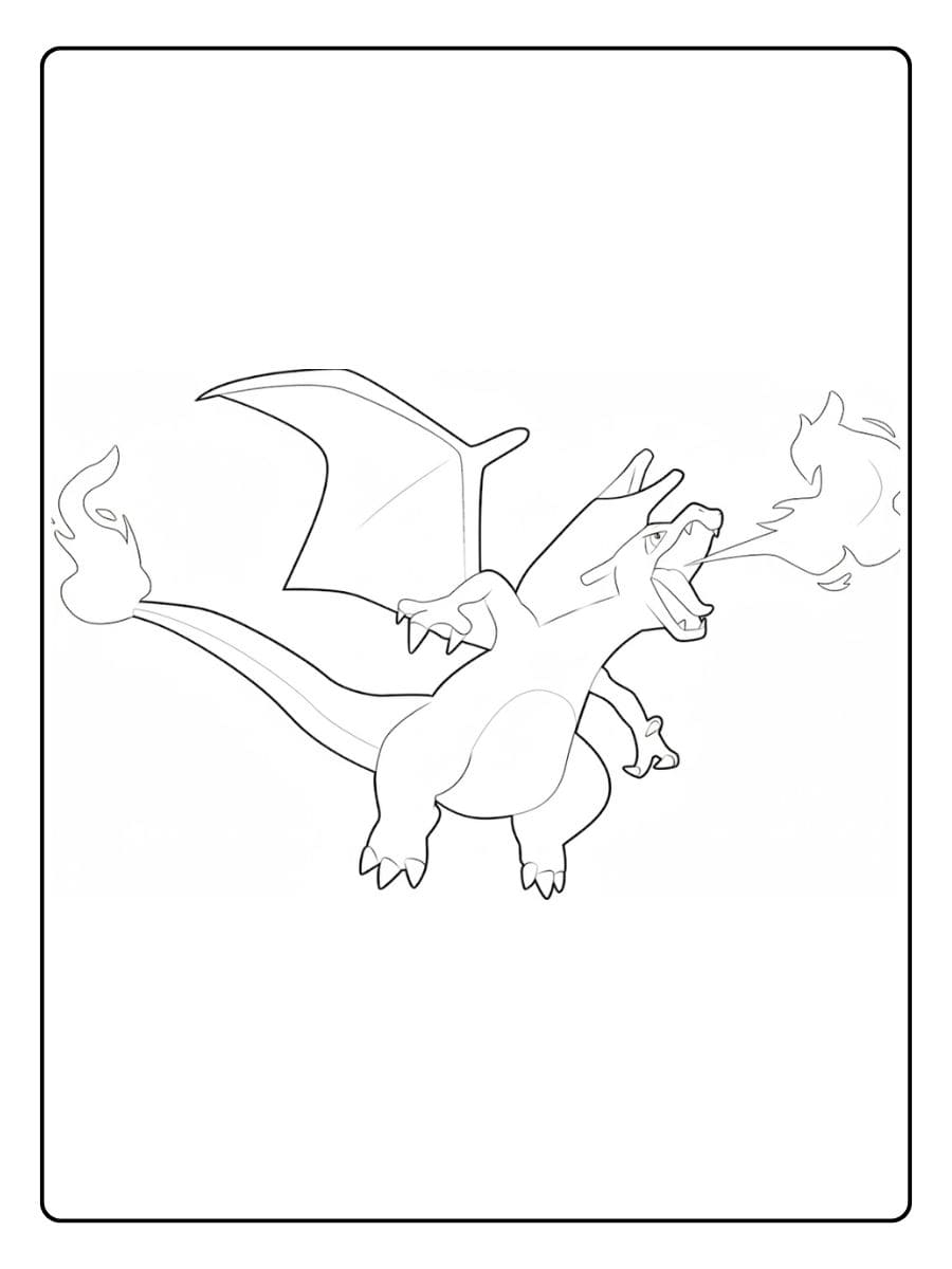 Pokemon Ausmalbilder Glurak Feuerspuckender Drache