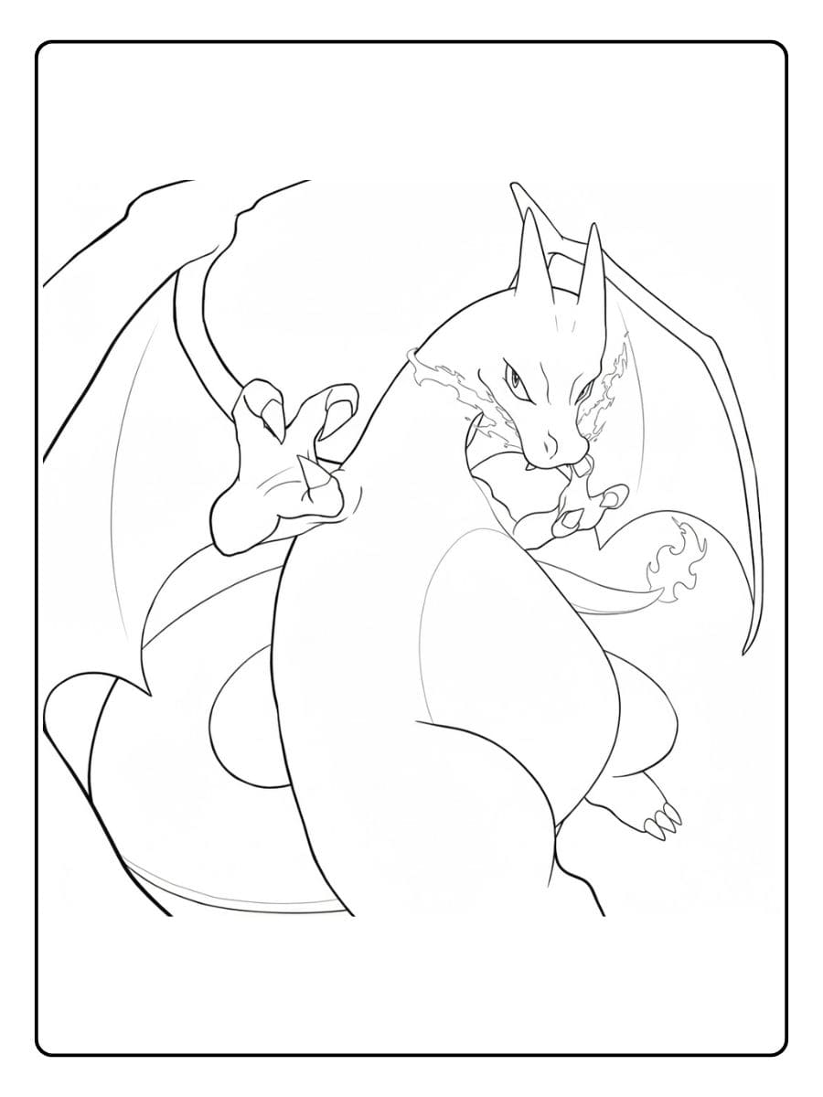 Pokemon Ausmalbilder Glurak Feuriger Drache