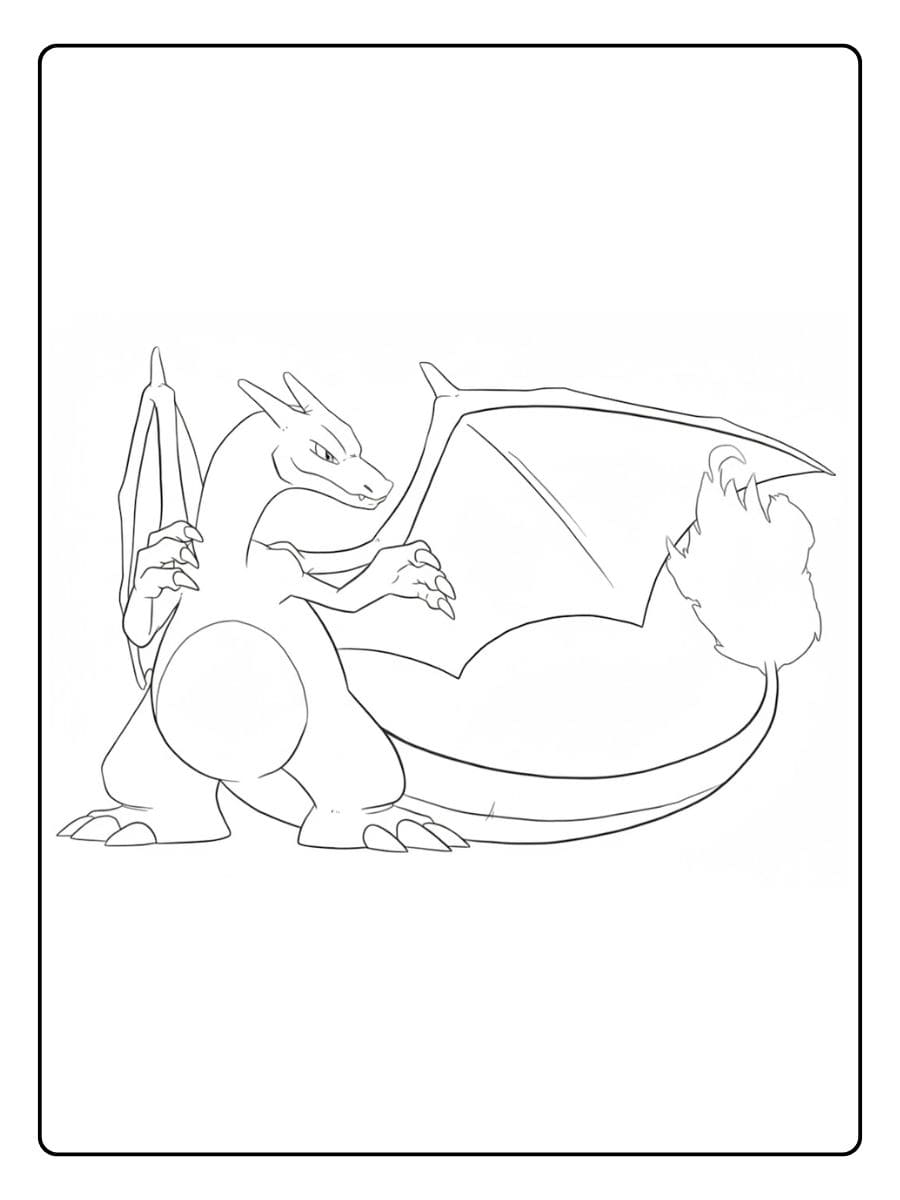 Pokémon Ausmalbilder Glurak Konturzeichnung
