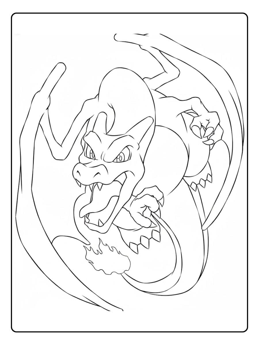 Pokémon Ausmalbilder Glurak Wilder Drache zum Ausmalen