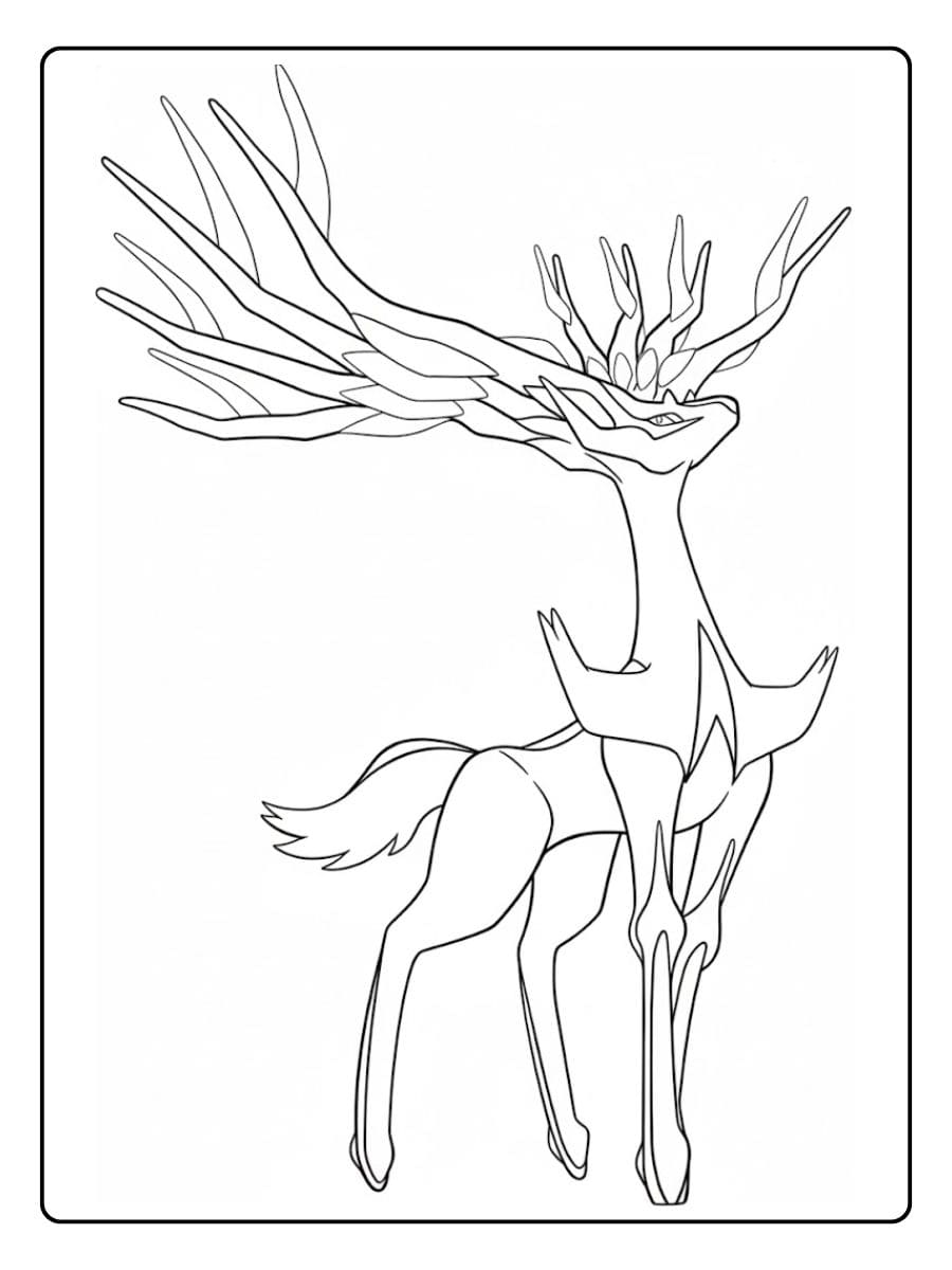 Pokemon Ausmalbilder Legendäre Xerneas im Detail