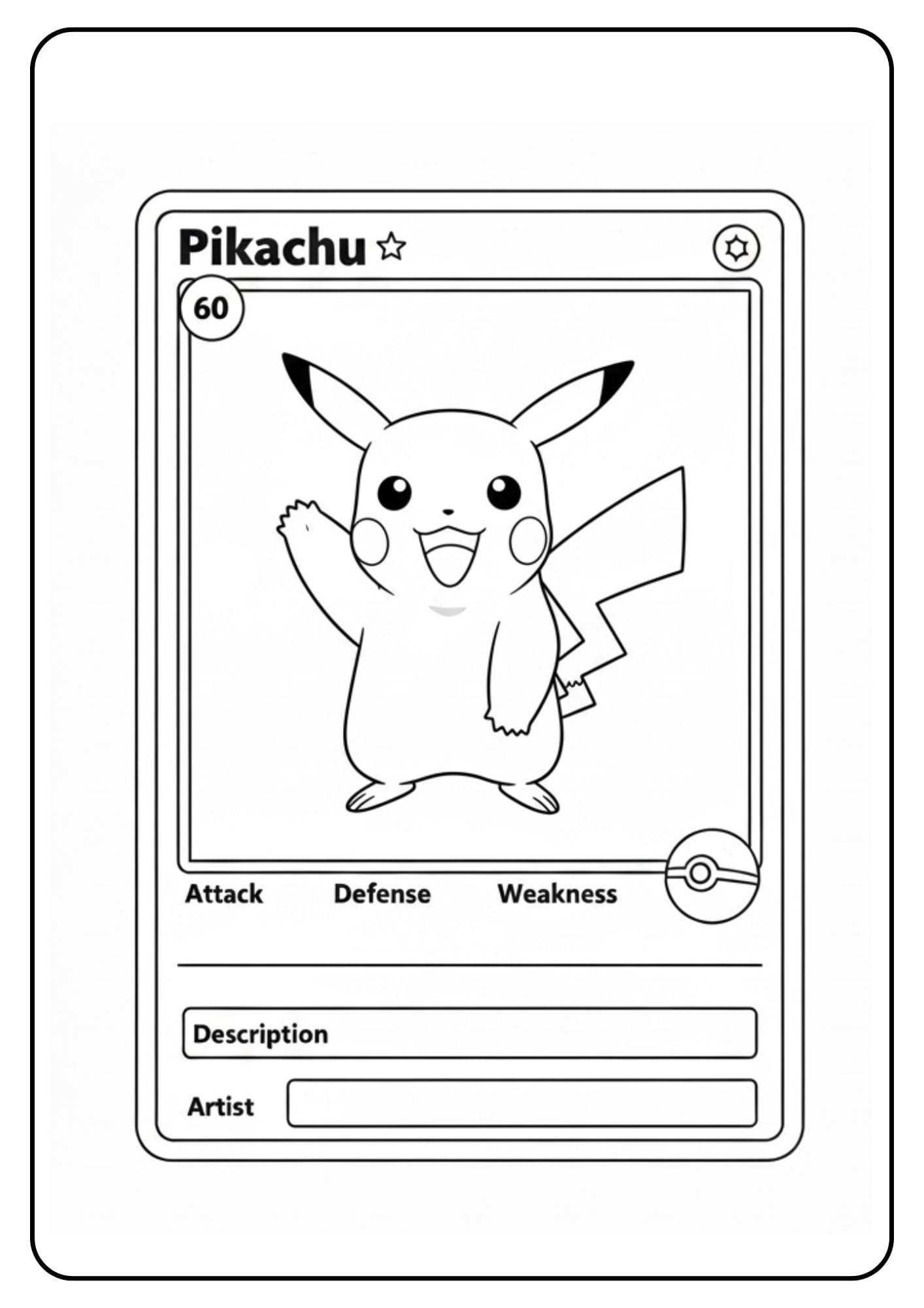 Pokemon Karten Ausmalbilder Pikachu fröhlich