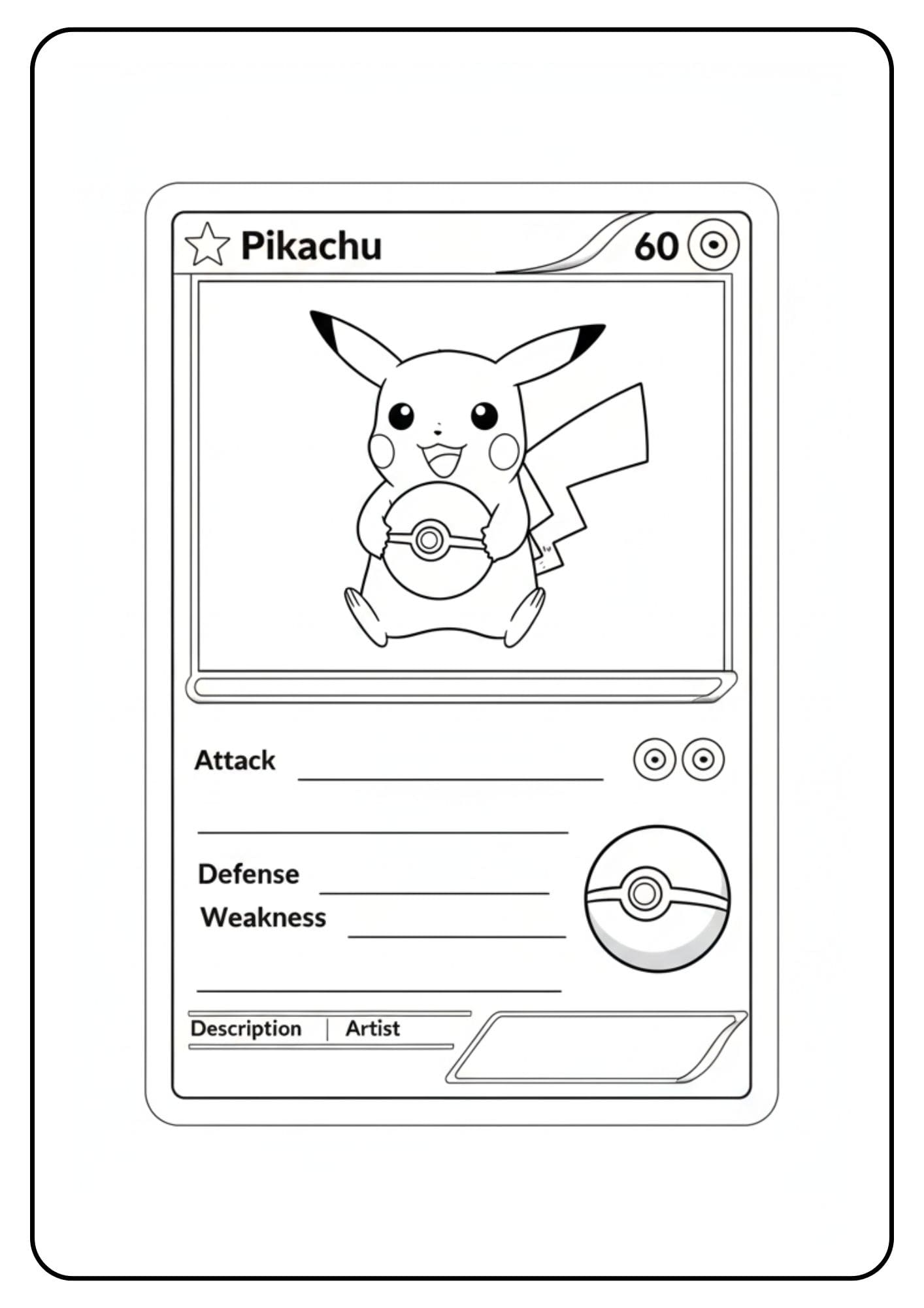 Pokemon Karten Ausmalbilder Pikachu mit Pokéball