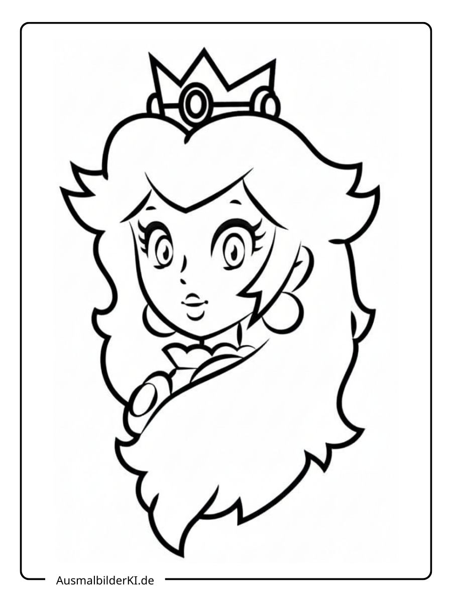 Prinzessin Peach Ausmalbild - Gesicht