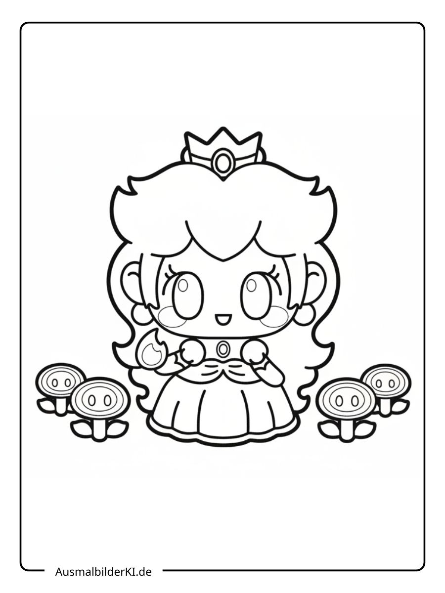 Prinzessin Peach Ausmalbild - Chibi Stil