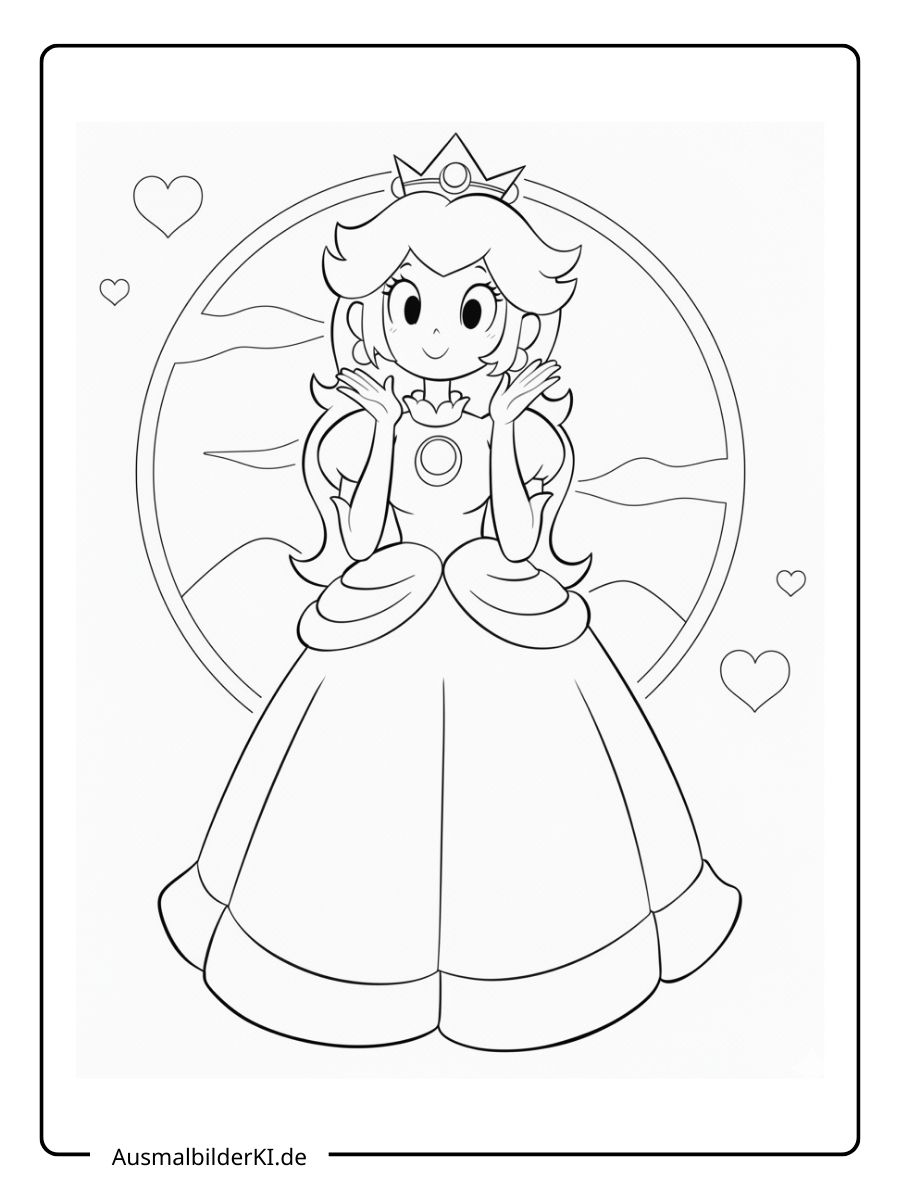 Prinzessin Peach Ausmalbild - Im Herz