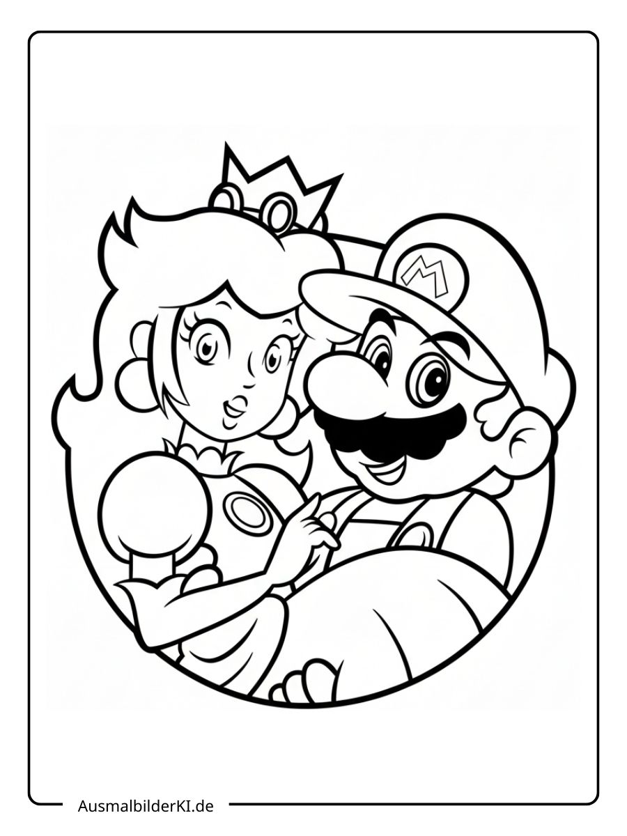 Prinzessin Peach Ausmalbild - Und Mario