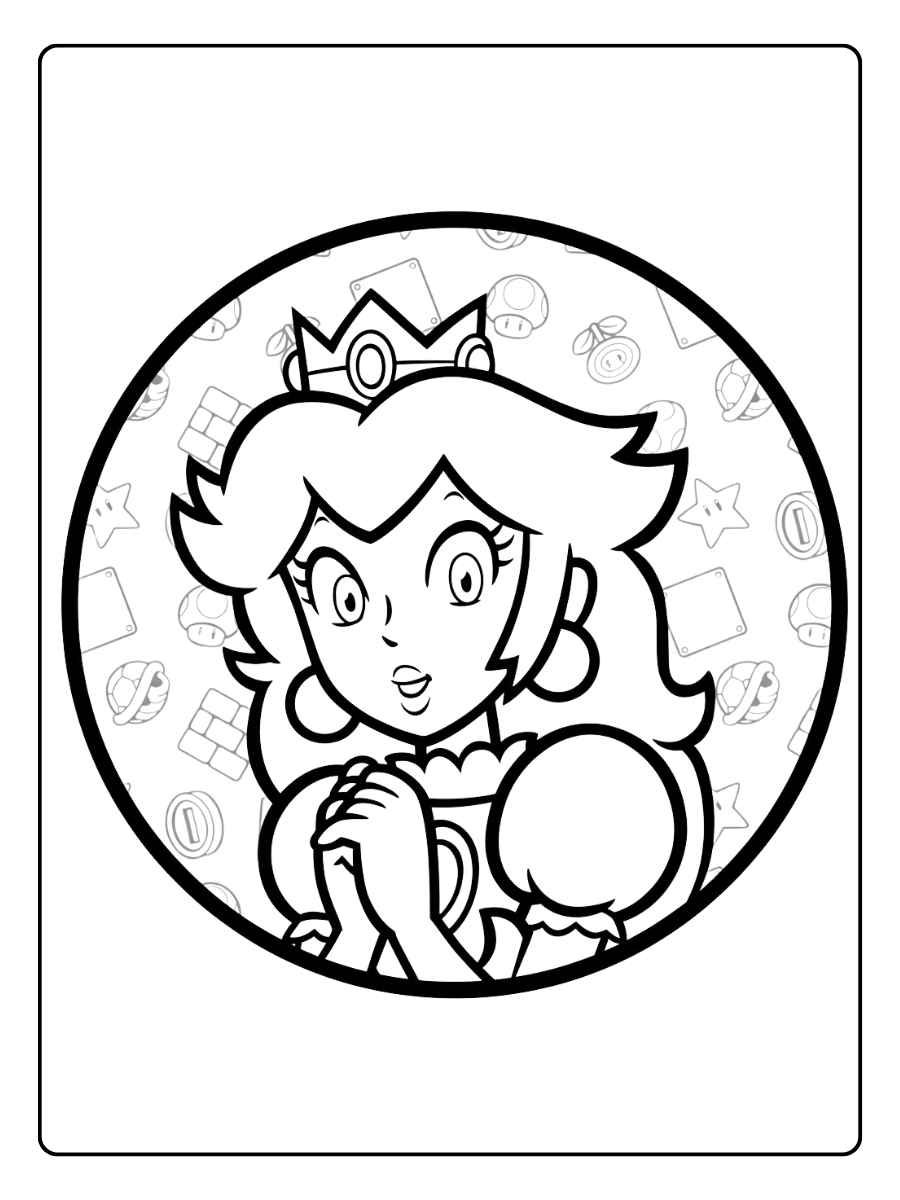 Prinzessin Peach im Kreis prinzessin peach ausmalbild