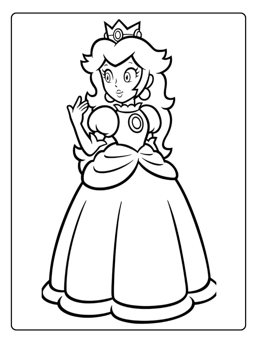 Prinzessin Peach spaziert im Garten prinzessin peach ausmalbild