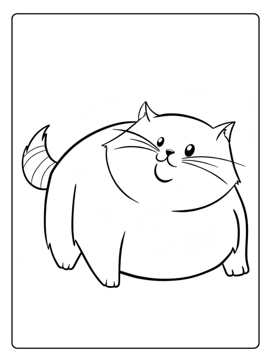 Pummelige Kätzchen Kontur Große Linien für süß katzen ausmalbilder
