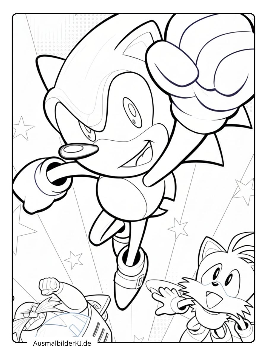 Sonic springt dynamisch in die Luft.