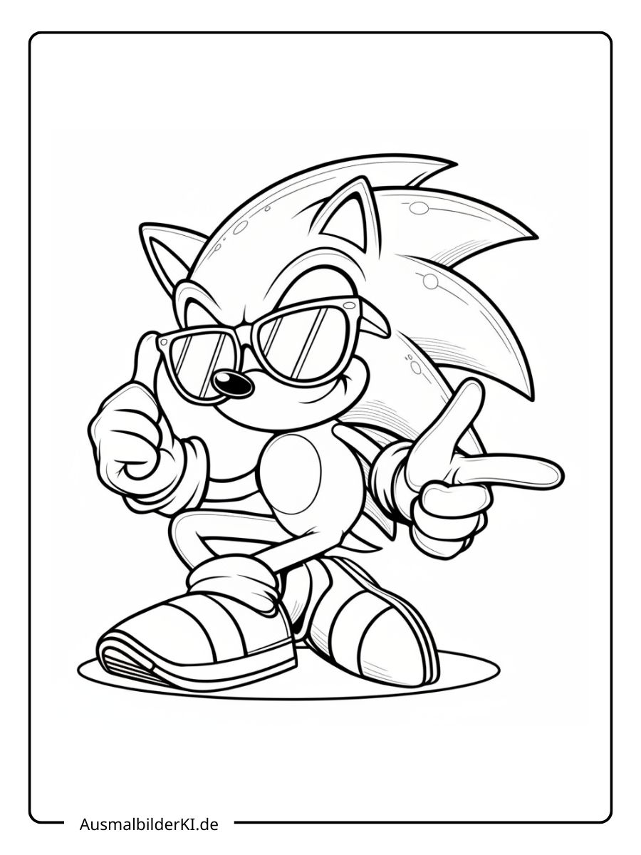 Sonic mit Sonnenbrille Ausmalbild.