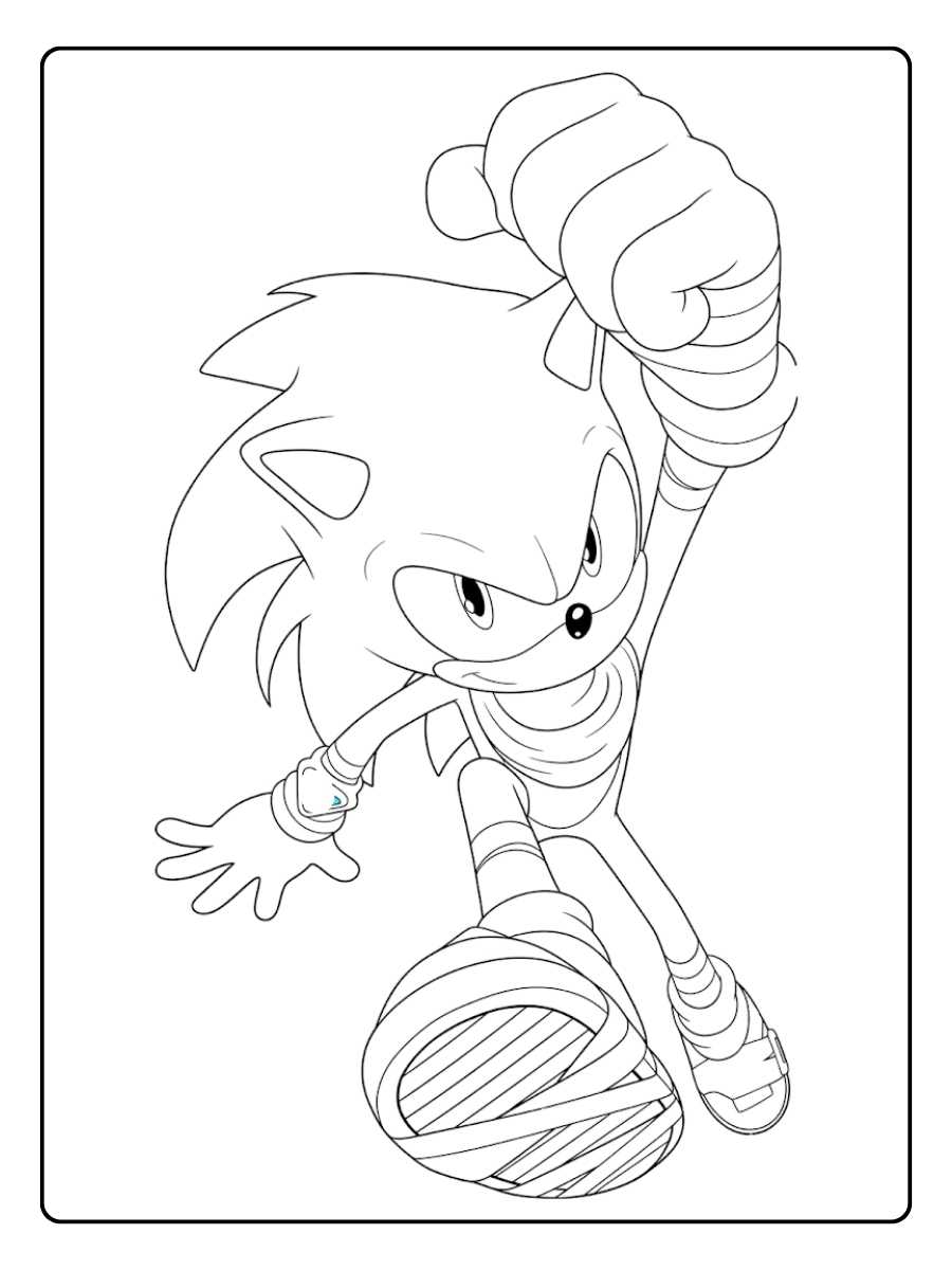 Sonic macht einen Handstand auf einem Board.