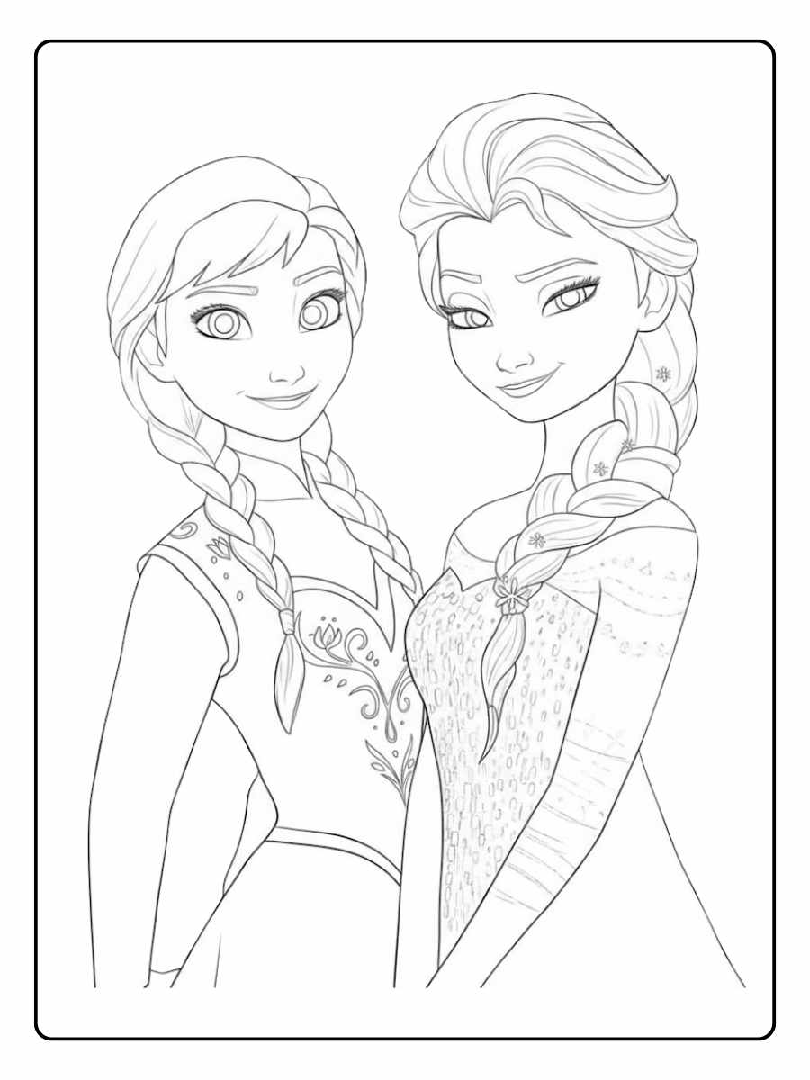 Zwei Schwestern Anna und Elsa Ausmalbilder