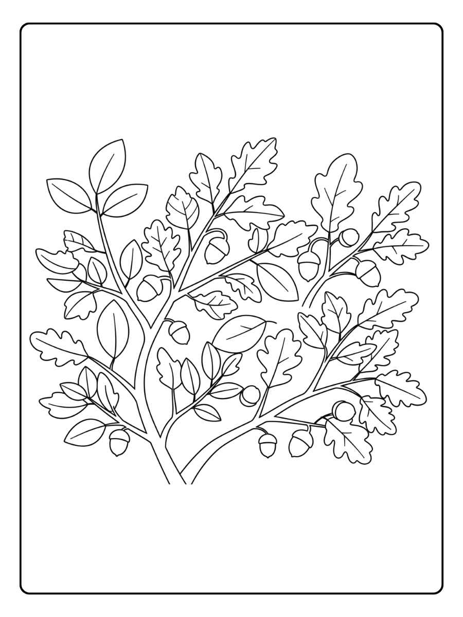 Zweig Motiv herbstblätter ausmalbild mit Zweigen und Blättern