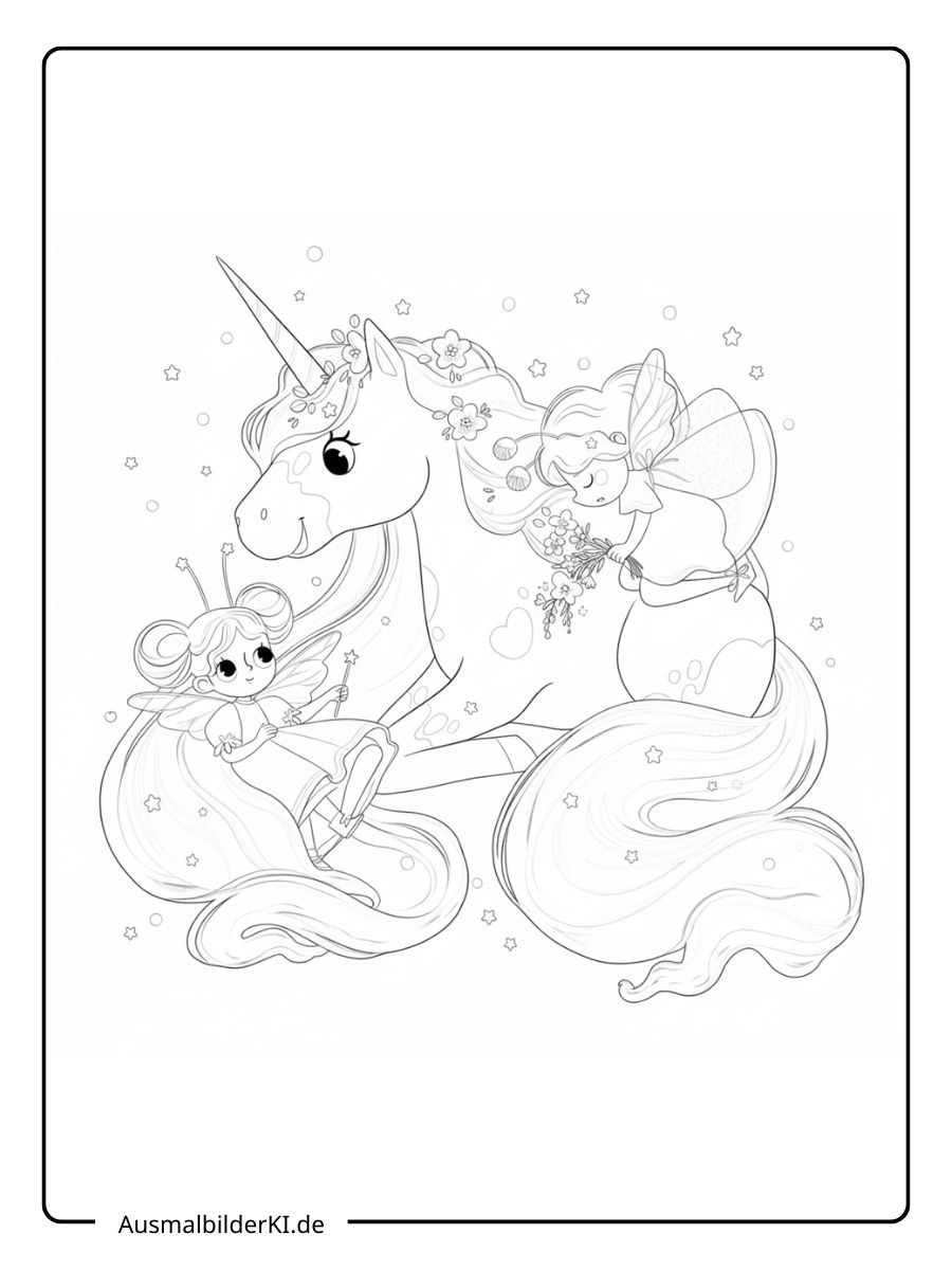 ausmalbilder prinzessin einhorn - Prinzessin spielt mit Einhorn
