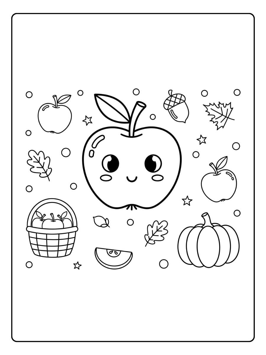 ausmalbilder herbst apfel kinderleicht