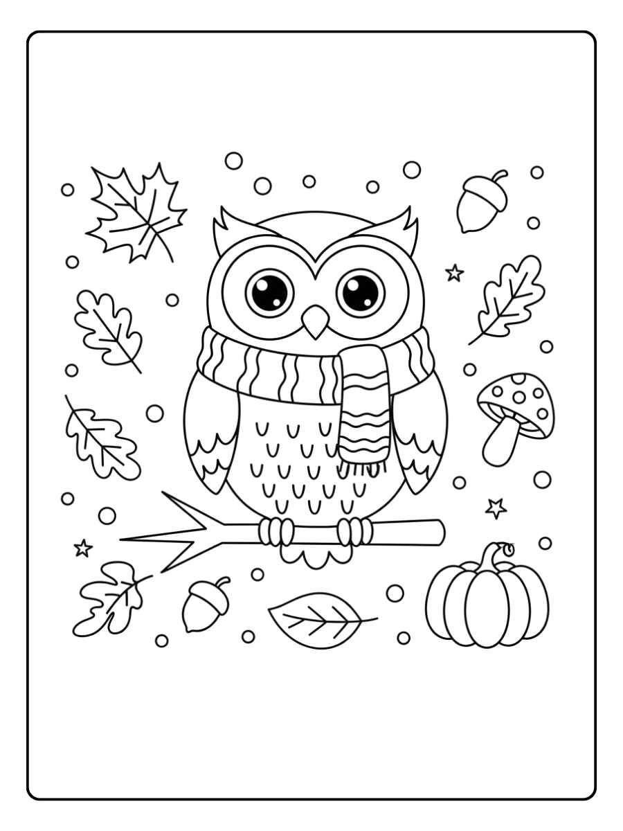 ausmalbilder herbst eule kinder