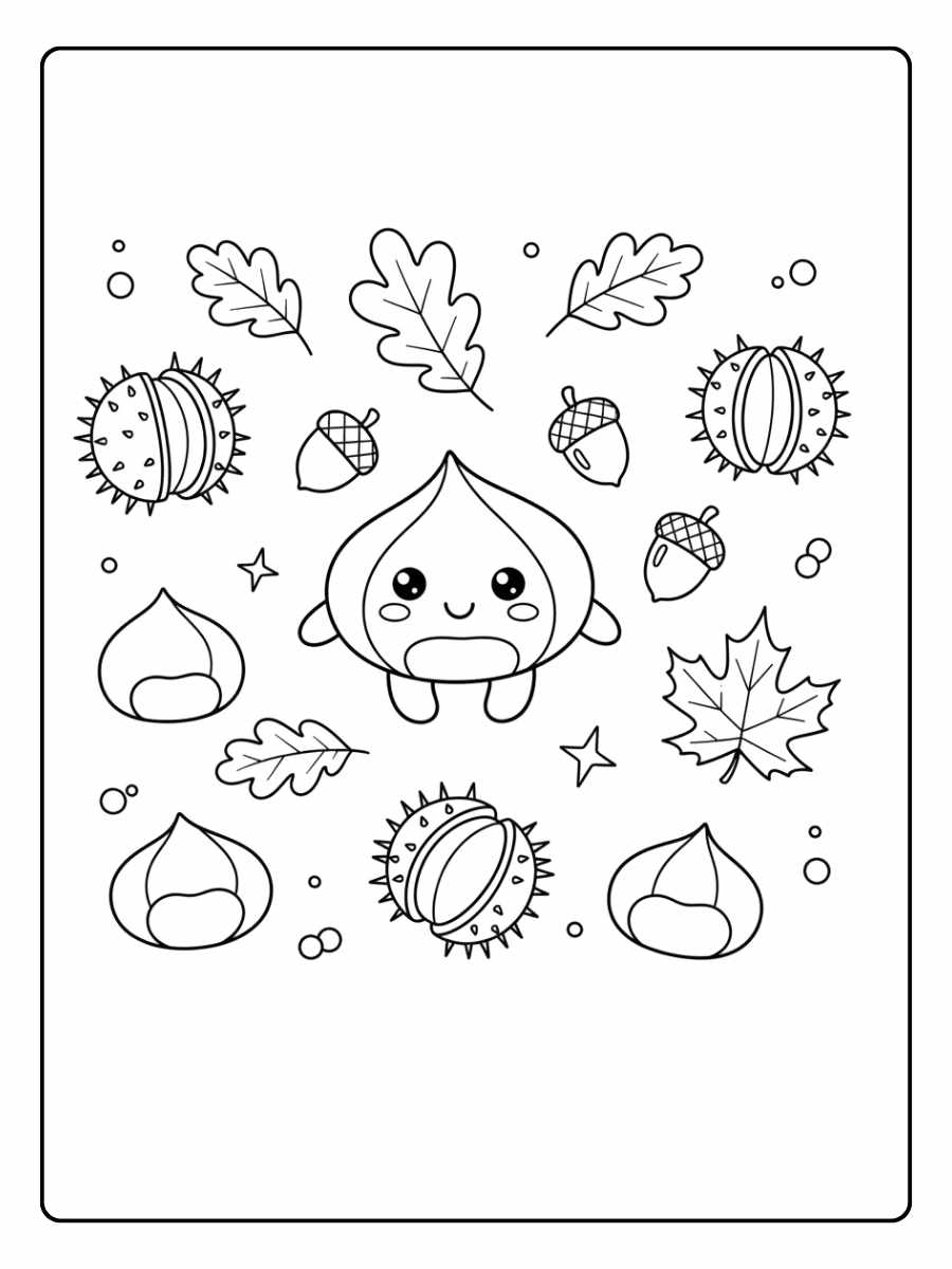 ausmalbilder herbst kastanien einfach