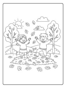 ausmalbilder herbst kinder spielen