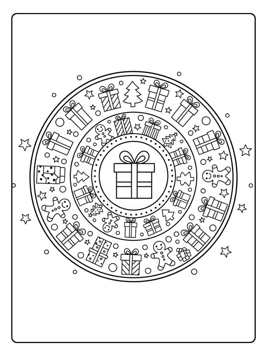 ausmalbilder mandala weihnachten geschenke