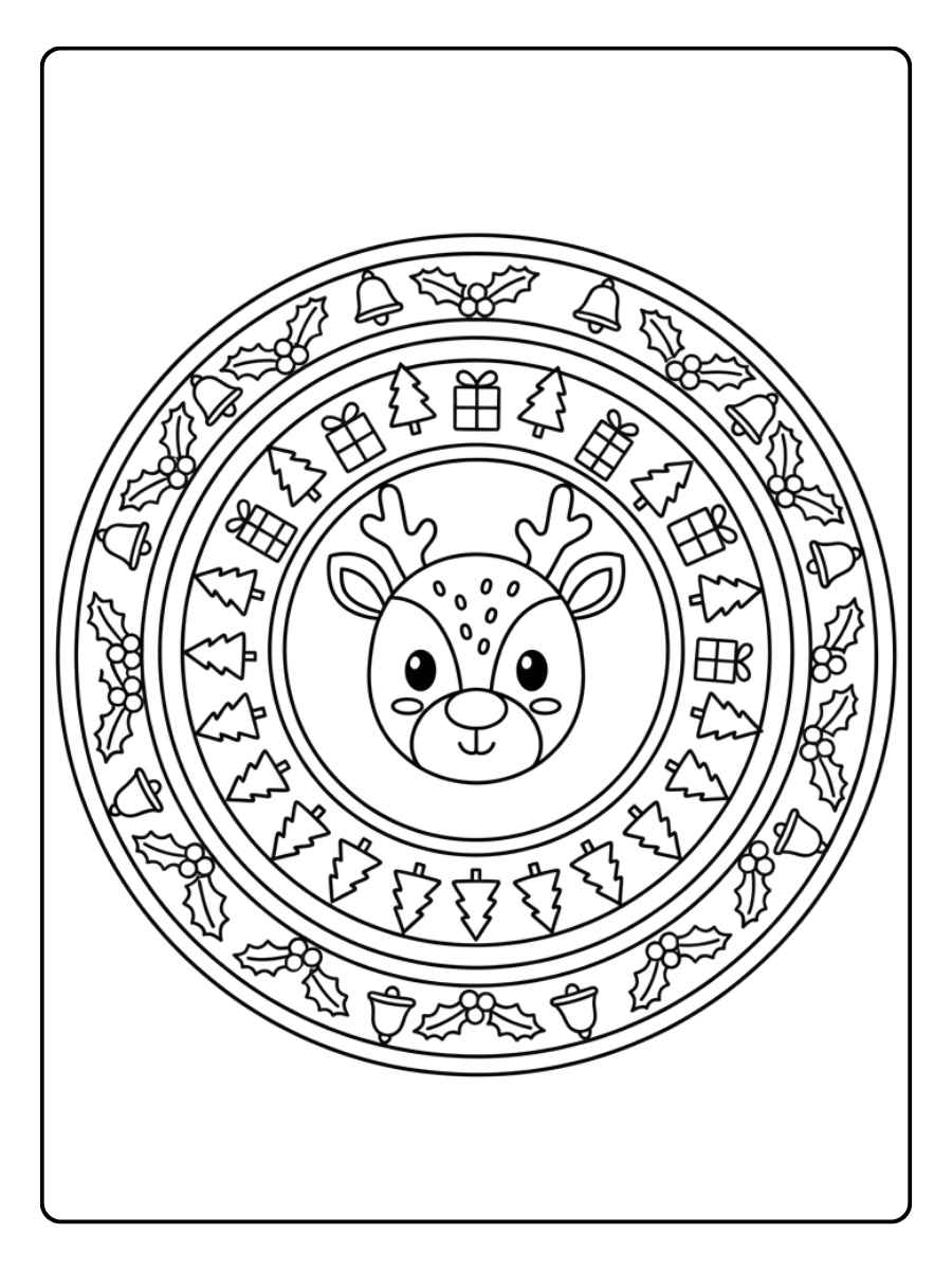 ausmalbilder mandala weihnachten rentier