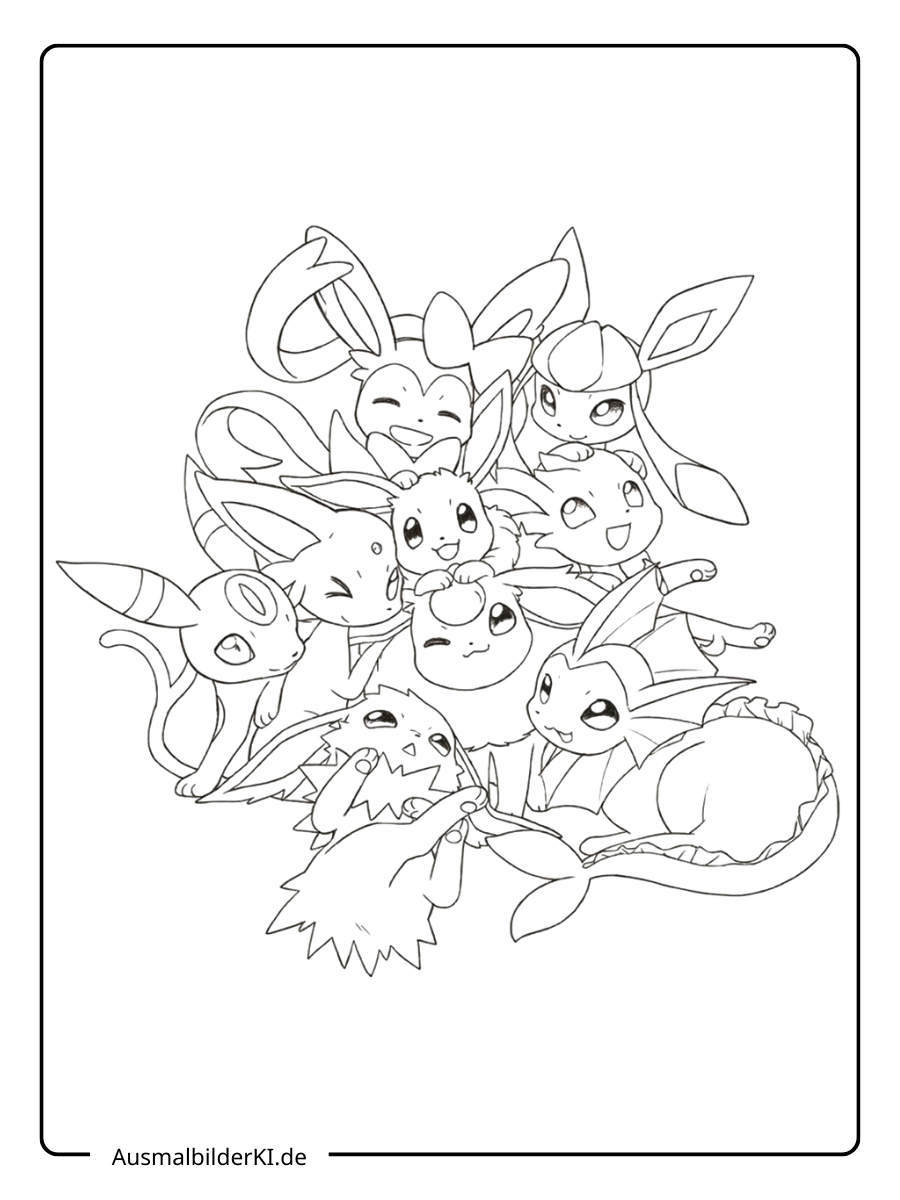 Ausmalbilder Pokémon - Pokémon Evoli & Evolutions