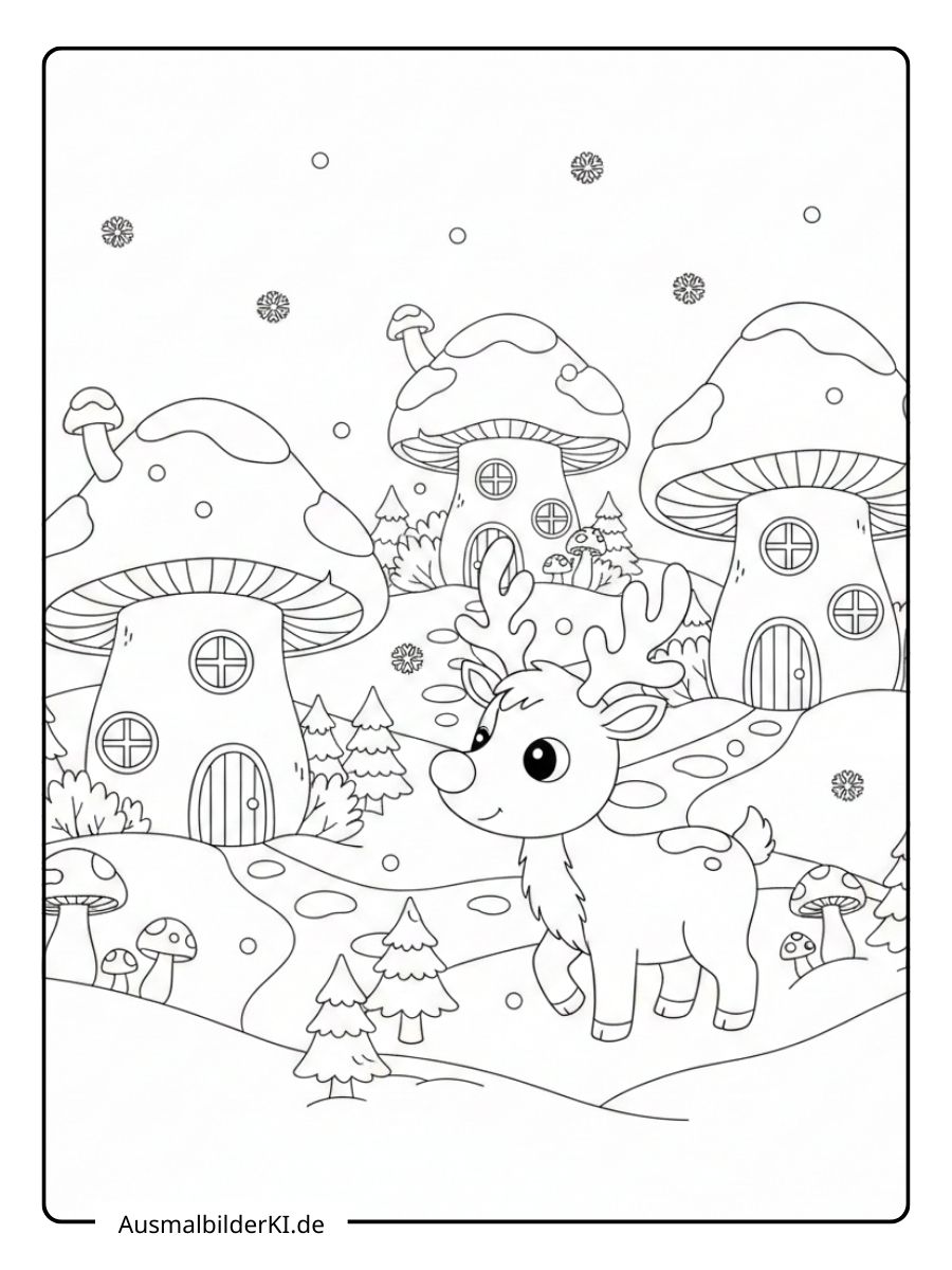 Ausmalbilder Weihnachten Rentier - Pilzhäuser