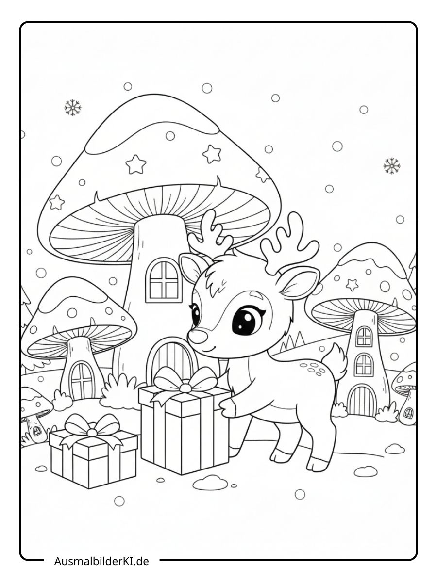 Ausmalbilder Weihnachten Rentier - Zauberhafte Welt