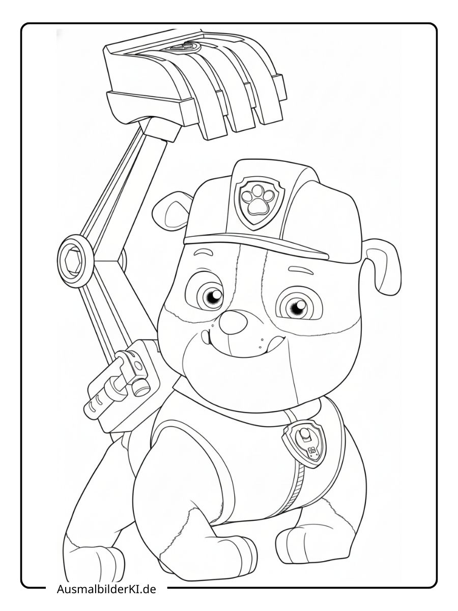 Paw Patrol Ausmalbilder - Rubble und der mechanische Arm