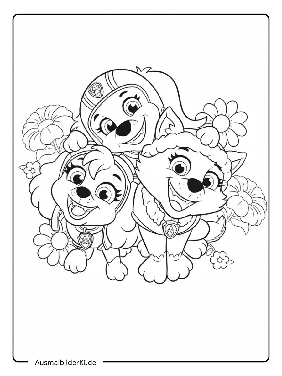Paw Patrol Ausmalbilder - Glückliche Rettungshunde