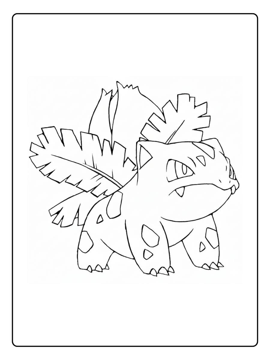 Ausmalbild von dem Pflanzen-Pokémon Bisaknosp, der ersten Entwicklung von Bisasam.