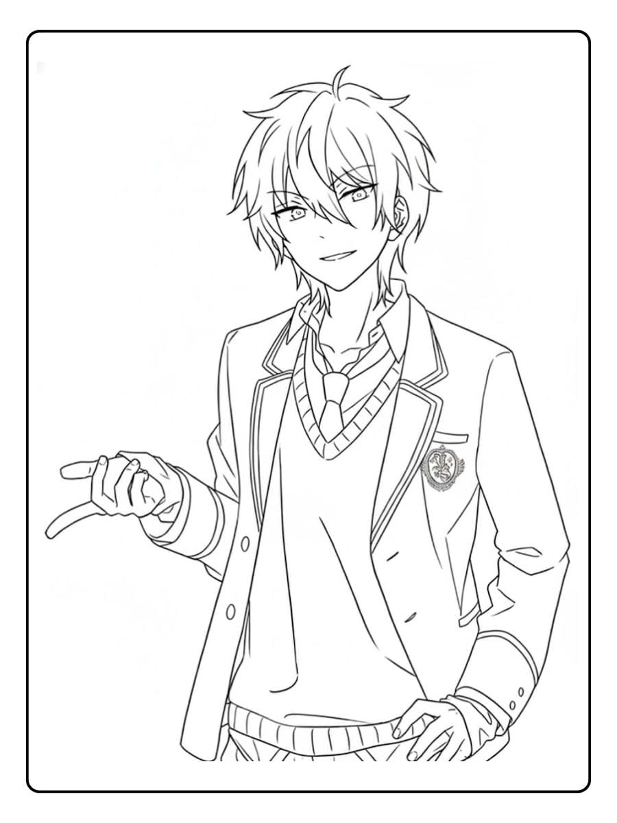 Anime Ausmalbilder Junge Schuluniform