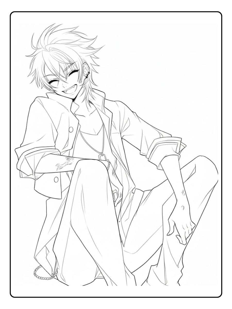 Anime Ausmalbilder Jungs Cooles Lächeln