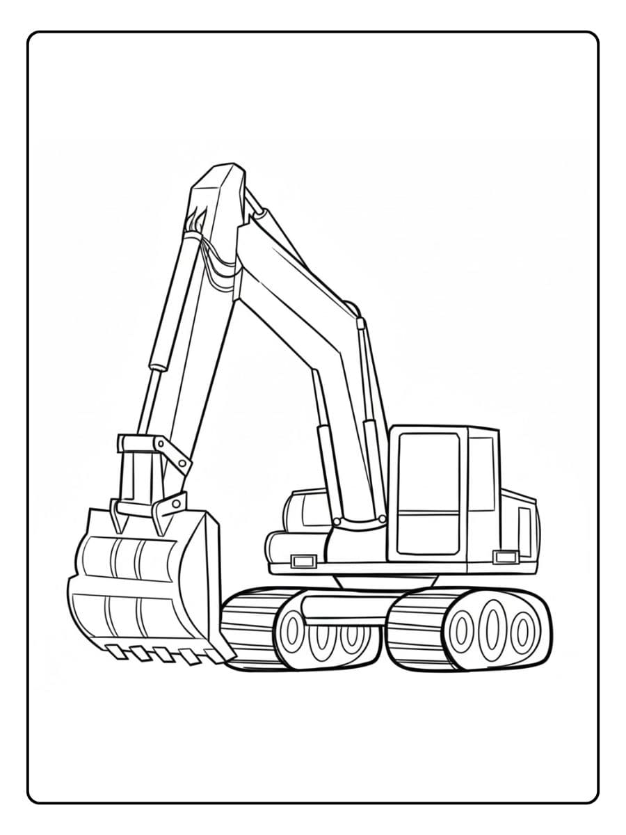 Ausmalbild Bagger Einfache Konturen und dicke Linien