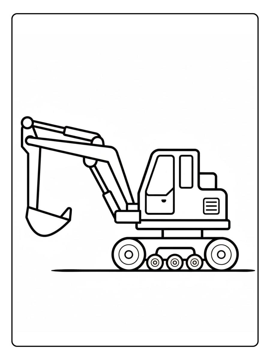 Ausmalbild Bagger Einfache Konturenzeichnung