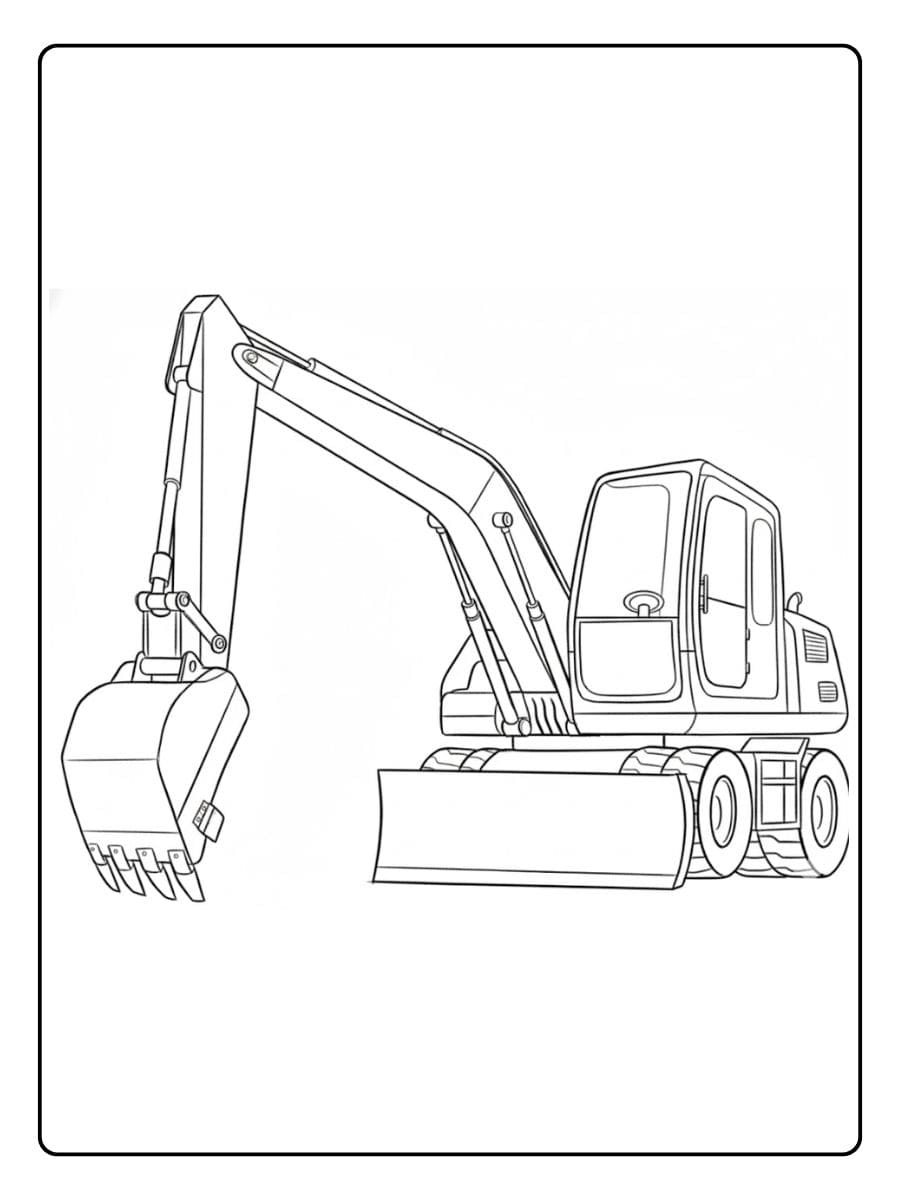 Ausmalbild Bagger Einfache Konturzeichnung