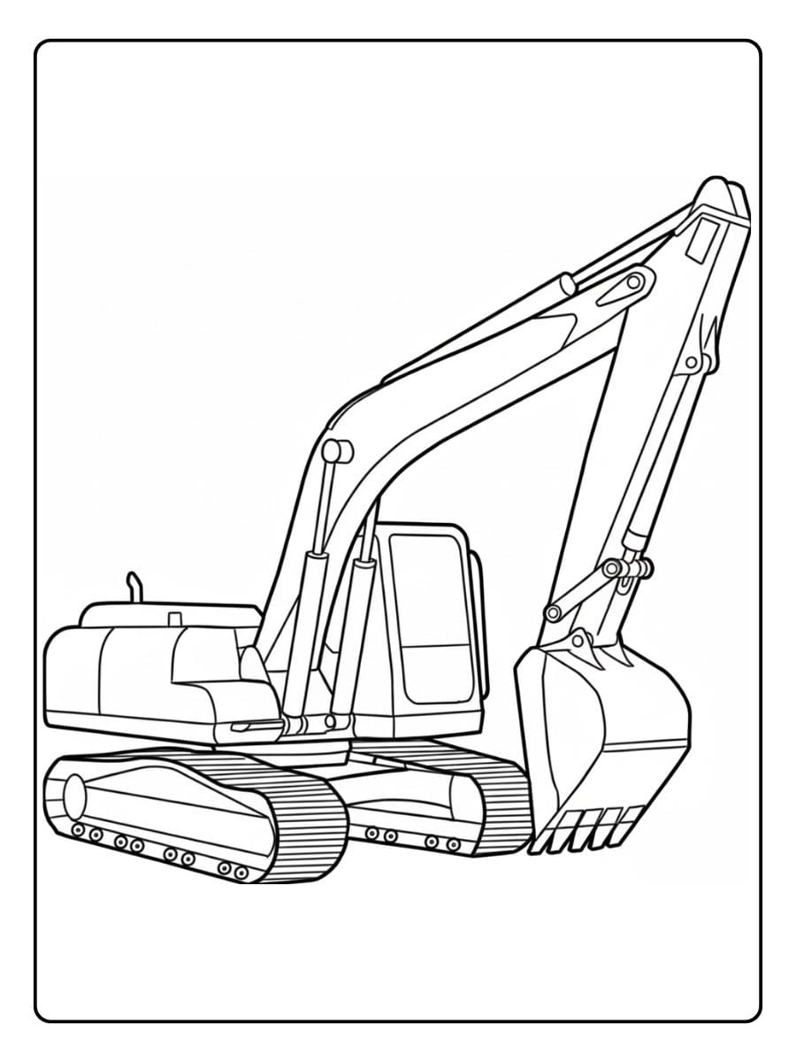 Ausmalbild Bagger Einfache Umrisszeichnung eines Baggers