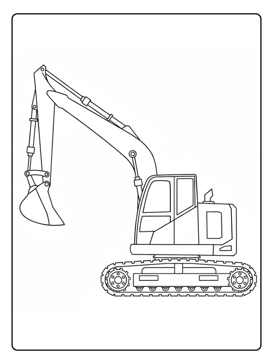 Ausmalbild Bagger auf der Baustelle