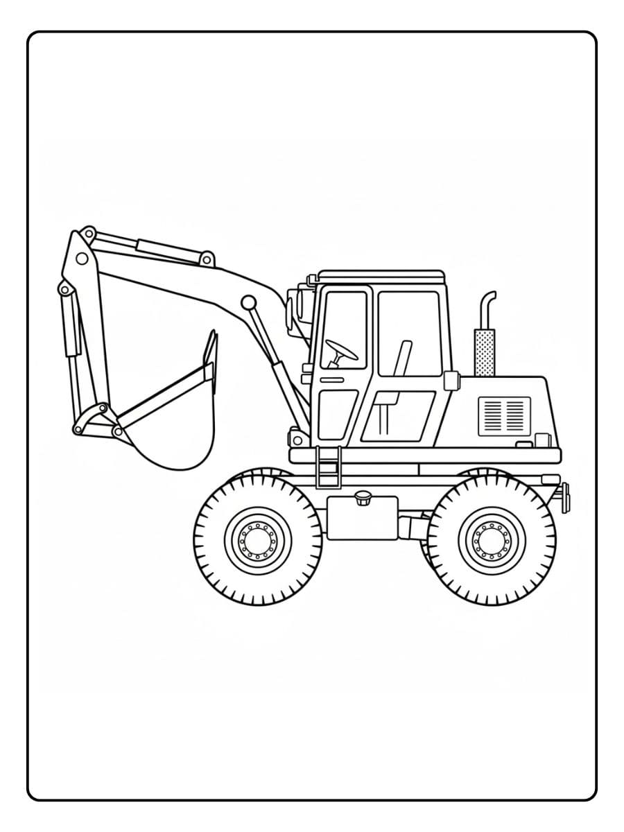 Ausmalbild Bagger mit dicken Linien Keine Füllung