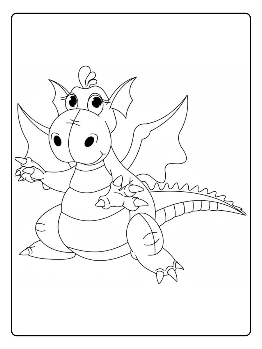 Ausmalbild Drache Freundlicher Drachen Cartoon