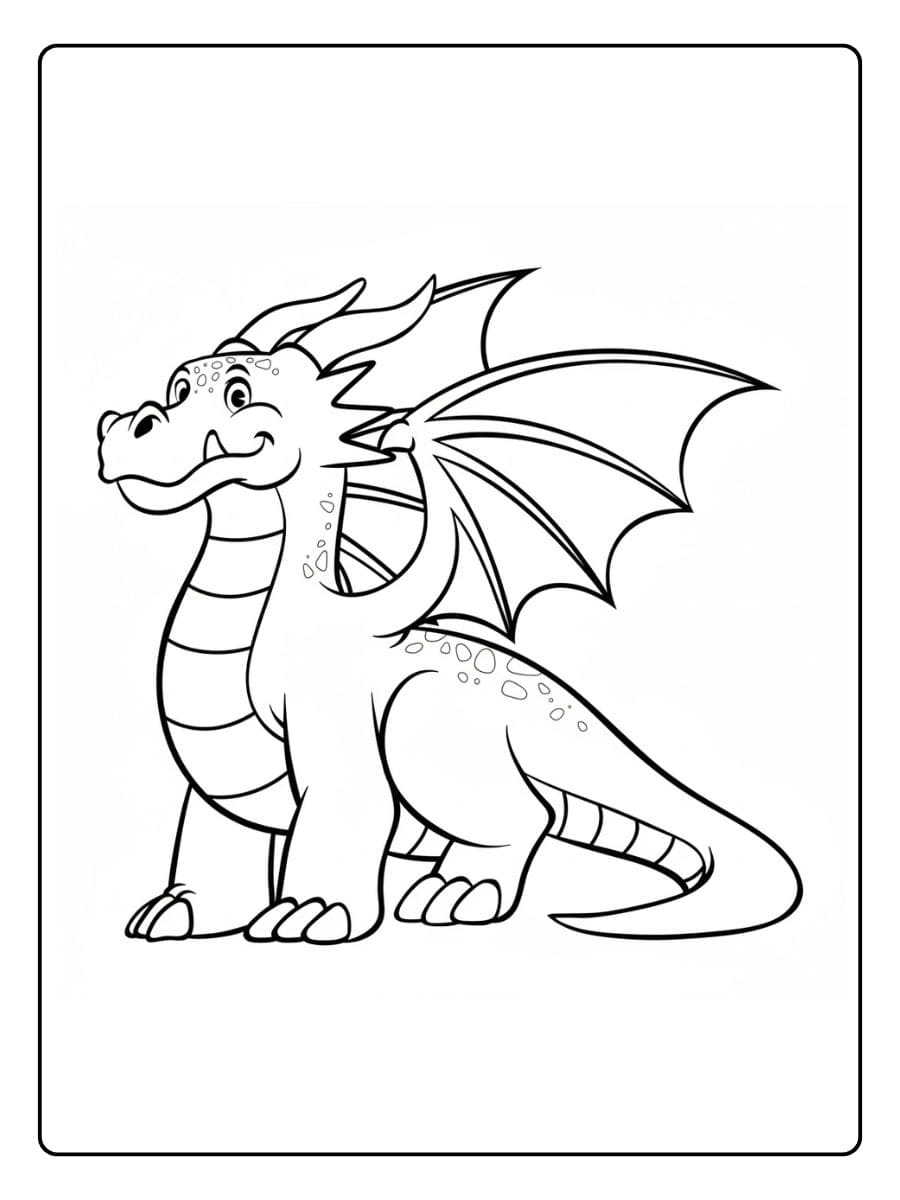 Ausmalbild Drache Freundlicher roter Drache