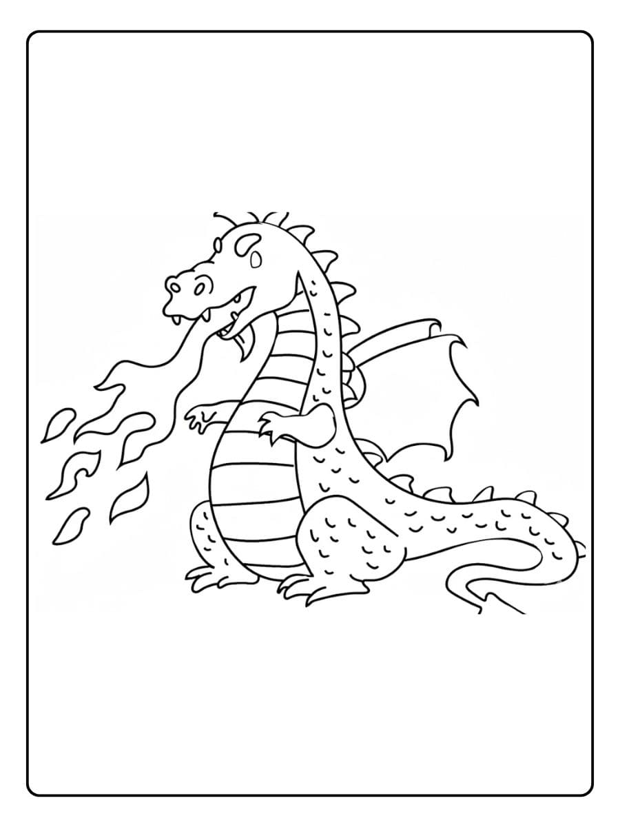 Ausmalbild Drache Niedlicher Drache mit Herz