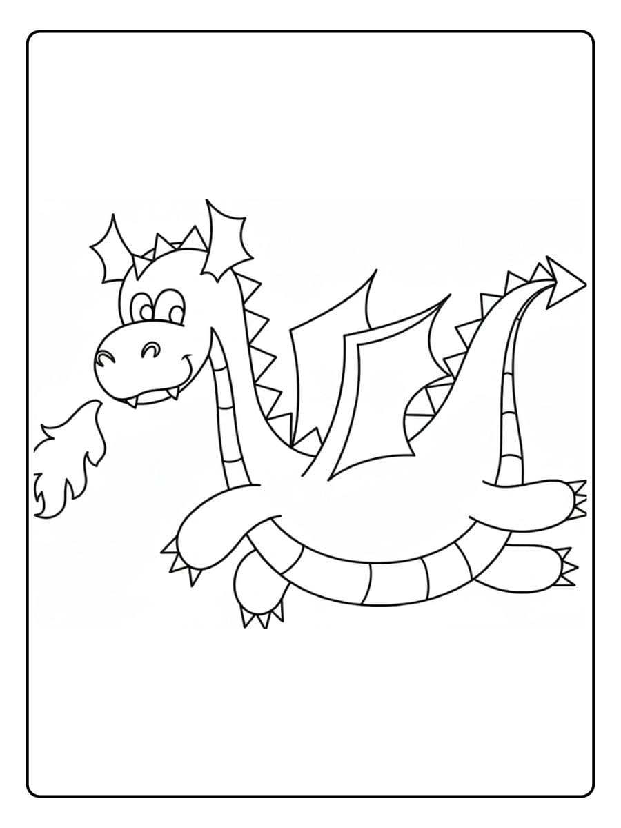 Ausmalbild Drache Niedliches und einfaches Umrissbild zum Ausdrucken