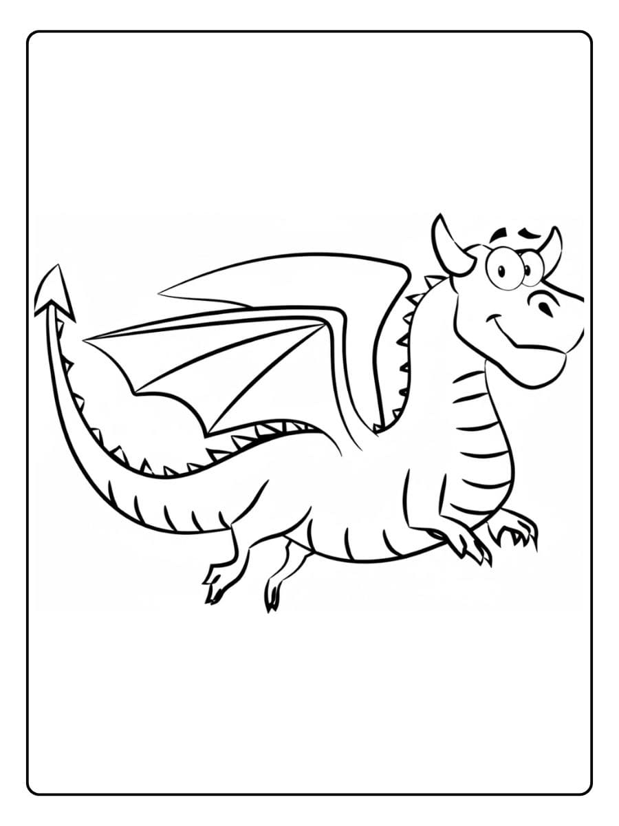 Ausmalbild Drache Süße Konturzeichnung für Kinder