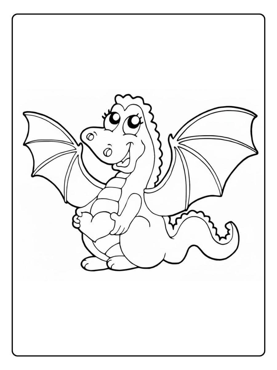 Ausmalbild Drache mit Flügeln