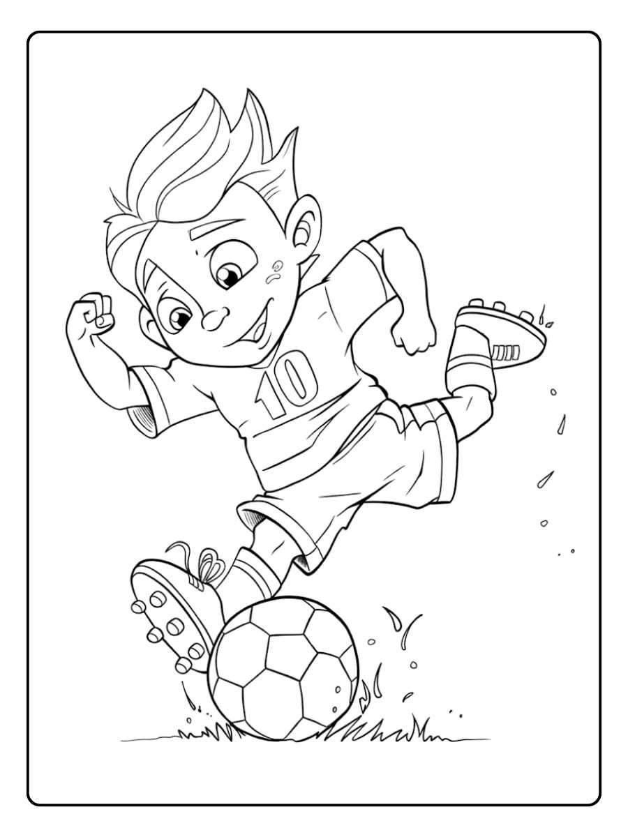 Ausmalbild Fußball Voller Einsatz beim Fußball