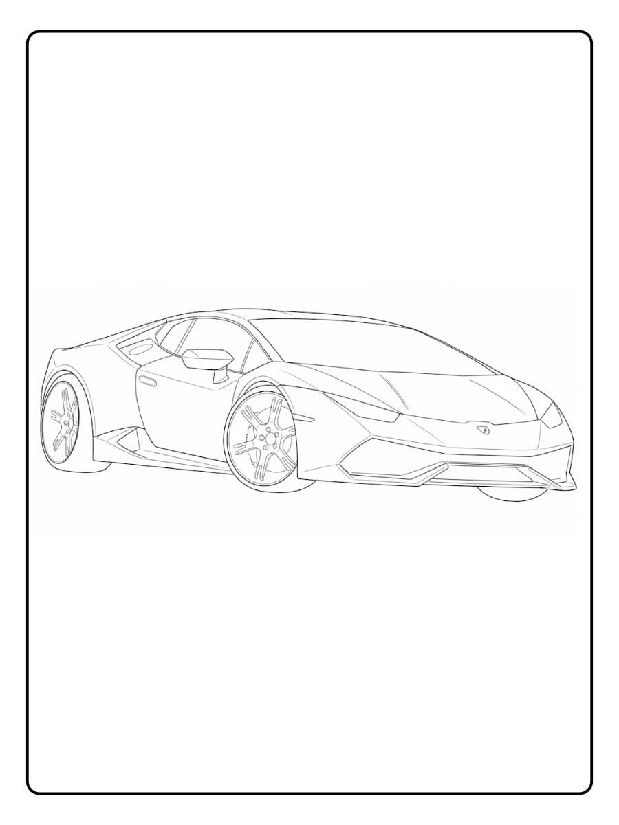 Ausmalbild Lamborghini Huracán Einfache Schwarz Weiß Skizze