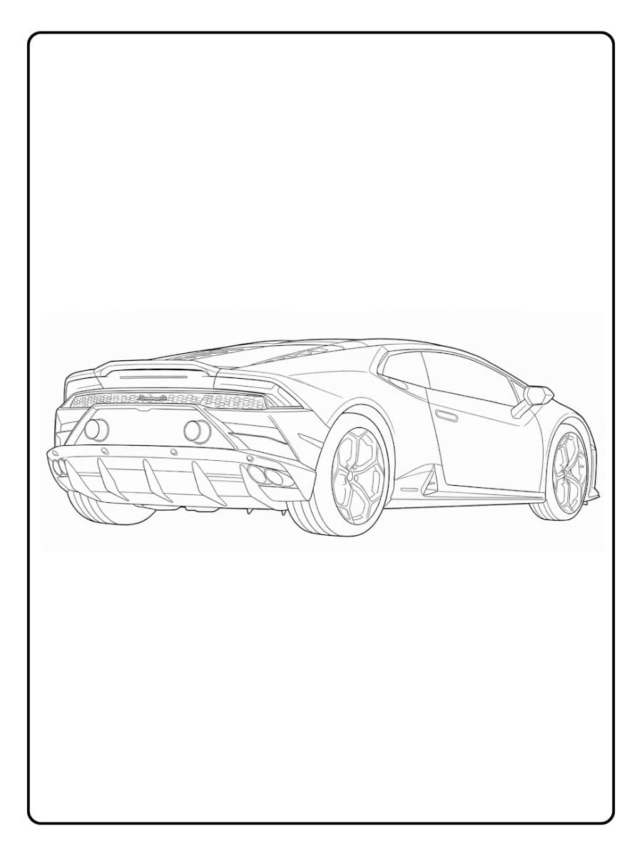 Ausmalbild Lamborghini Huracan Einfache schwarz weiß Skizze