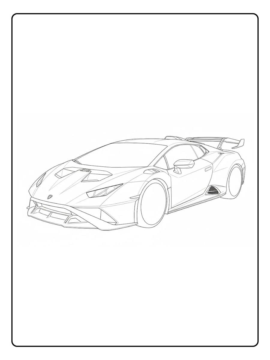 Ausmalbild Lamborghini Huracan STO Konturenzeichnung